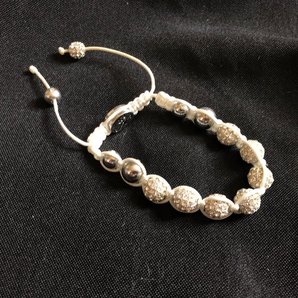 Jewelry - White Thread & Silver with Sparkle Bracelet